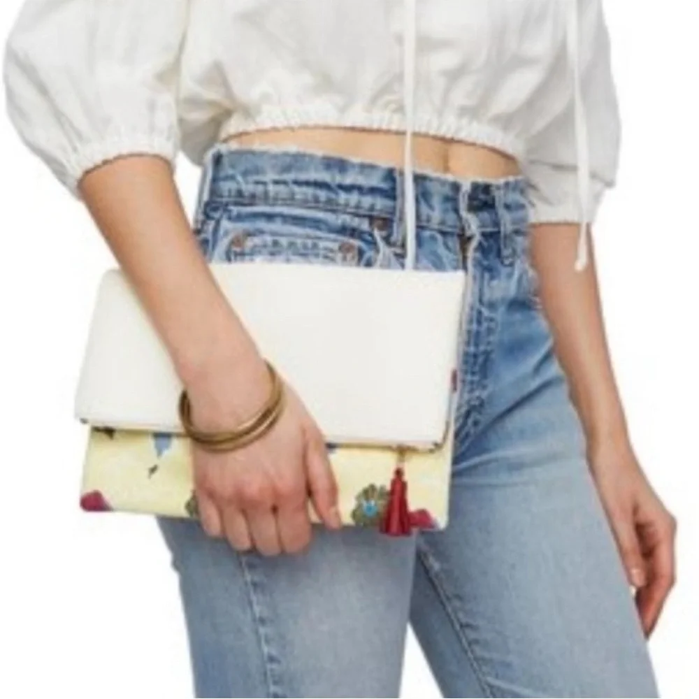 Rachel Pally Reversible Zahara Clutch Bag Floral Bloom Clutch, Fold-Over Tassel